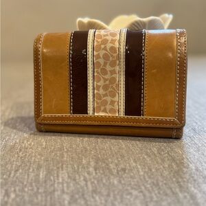 Coach signature canvas and leather bifold wallet